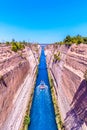 Corinth Canal Between Peloponnese and mainland of Greece Royalty Free Stock Photo