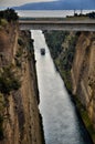 Corinth Canal, tidal waterway across the Isthmus of Corinth in Greece, joining the Gulf of Corinth with the Saronic Gulf Royalty Free Stock Photo