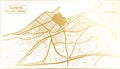 Corinth Greece City Map in Retro Style in Golden Color. Outline Map