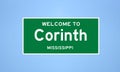 Corinth, Mississippi city limit sign. Town sign from the USA.