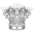 Corinthian Capital Column Vector. Illustration Isolated On White Background. A vector illustration. Royalty Free Stock Photo