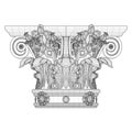 Corinthian Capital Column Vector. Illustration Isolated On White Background. A vector illustration. Royalty Free Stock Photo