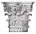 Corinthian capital, vintage engraving