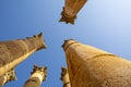 Corinthian capitals decorating the columns of the Temple of Artemis, Jerash, Gerasha, Jordan Royalty Free Stock Photo