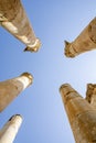 Corinthian capitals decorating the columns of the Temple of Artemis, Jerash, Gerasha, Jordan Royalty Free Stock Photo