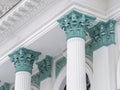 Corinthian order columns, architectural detail of Organ Hall building Sala cu Orga, Chisinau Royalty Free Stock Photo