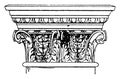 Corinthian Pilaster Capital, modillions, vintage engraving