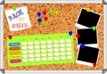 Cork board with blank school plan