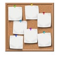 Cork board with blank sticker notes Royalty Free Stock Photo