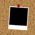 Cork board with instant photo frame Royalty Free Stock Photo