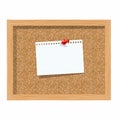 Cork board with pinned paper notepad sheets realistic vector illustration. vector illustration board for notes. Royalty Free Stock Photo