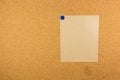 Cork board with sticky note pinned Royalty Free Stock Photo