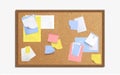 Cork board with white note papers Royalty Free Stock Photo