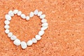 Cork bord texture background and heart shape. Royalty Free Stock Photo
