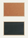 Cork Bulletin Board and Black Chalkboard Set. Vertical Vector Layout Royalty Free Stock Photo