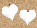 Cork bulletin board with heart shaped notepads