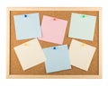 Cork bulletin board with sticky notes Royalty Free Stock Photo