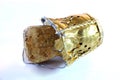 Cork champagne close-up on a white background Royalty Free Stock Photo