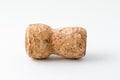Cork from champagne isolated on white. Close-up Royalty Free Stock Photo