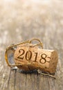 Cork of champagne with new year`s date 2018 Royalty Free Stock Photo