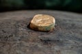 Cork close up, old porto lodge with rows of oak wooden casks for slow aging of fortified ruby or tawny porto wine in Vila Nova de Royalty Free Stock Photo