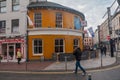 Ireland. Cork. The Irish pubs. A Semi-circular yellow ocher building: The Round, in Castle street, is unmistakable