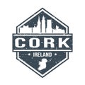 Cork Ireland Travel Stamp Icon Skyline City Design Tourism. Seal Passport Vector.