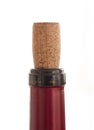 Cork on the neck of a wine bottle. The plug has been off before Royalty Free Stock Photo