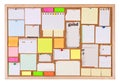 Cork notice board with many blank pieces of paper Royalty Free Stock Photo