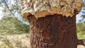 Cork oak tree harvested in Portugal Quercus Suber