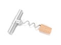 Cork opener with wine cork. 3d rendering illustration