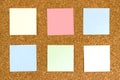 Cork pinboard with colored sticky notes