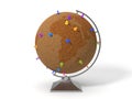 Cork plated, pinboard style earth globe, 3d illustration Royalty Free Stock Photo