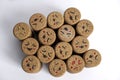 Cork plugs with faces painted