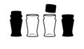 Cork Stopper Glass Vial Jars, black isolated silhouettes set Royalty Free Stock Photo