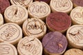 Cork wine bottle tops arranged tightly to each other. Royalty Free Stock Photo