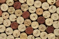 Cork wine bottle tops with numbers of years arranged close to each other. Closeup Royalty Free Stock Photo