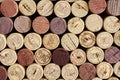 Cork wine bottle tops with numbers of years arranged tightly to each other Royalty Free Stock Photo