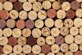 Cork wine bottle tops with numbers of years located tightly to each other. Closeup Royalty Free Stock Photo