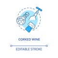 Corked wine concept icon. Vintage alcohol drinks degustation, winetasting idea thin line illustration. Closed bottle and