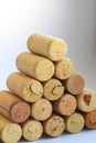 Corks pyramid. Stack of natural wine corks Royalty Free Stock Photo