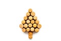 Corks of wine bottles in shape of new year spruce on white background top view copyspace Royalty Free Stock Photo