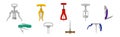 Corkscrew as Household Tool for Opening Wine Bottle Vector Set Royalty Free Stock Photo