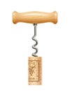 Corkscrew with cork. Device for open wine bottle.