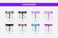 Corkscrew icons in different style. Corkscrew icons set. Holiday symbol. Different style icons set. Vector illustration Royalty Free Stock Photo