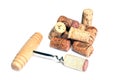 Corkscrew and many corks Royalty Free Stock Photo