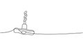 Corkscrew one line continuous drawing. Kitchen tools continuous one line illustration. Vector minimalist linear Royalty Free Stock Photo