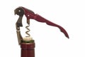 A corkscrew uncorking the bottle. Royalty Free Stock Photo