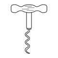 Corkscrew wine handle thin line