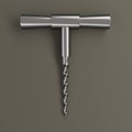 Corkscrew wine opener on gray background